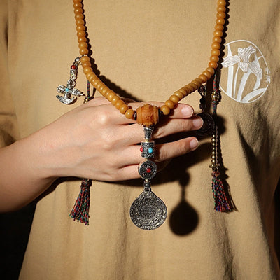 Buddha Stones Tibet 108 Mala Beads Bodhi Seed Bagua Vajra Wealth Bracelet Mala Bracelet BS 2