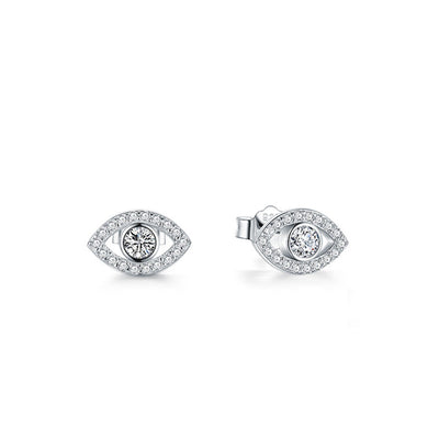 Foviel 925 Sterling Silver Evil Eye Symbol Protection Stud Earrings