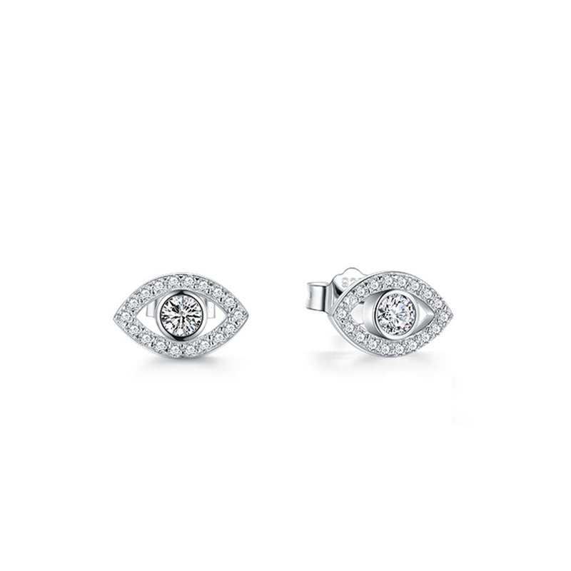 Foviel 925 Sterling Silver Evil Eye Symbol Protection Stud Earrings