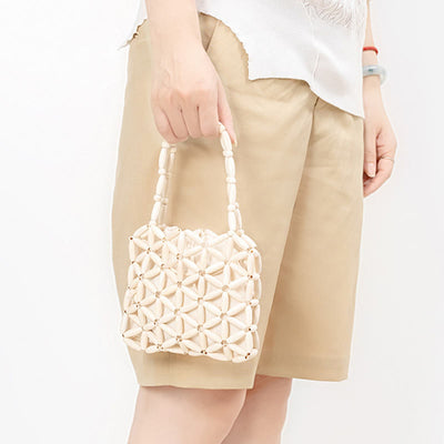 Buddha Stones Hand-woven Mini Wooden Beads Handbag Handbags BS 9