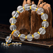 Foviel Tibet White Crystal Half Demon Half Buddha Heart Sutra Lotus Healing Bracelet