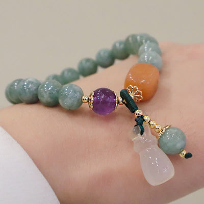 Buddha Stones Cyan Jade Lotus Pumpkin Wish Peace Buckle Amethyst Crystal Healing Bracelet Bracelet BS 10