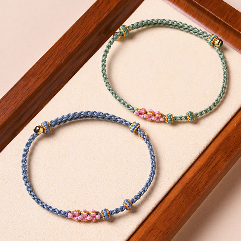 Buddha Stones Handmade Peach Blossom Protection Braided Rope Bracelet Bracelet BS 22