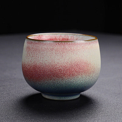 Buddha Stones Retro Red Gradient Kiln Change Ceramic Teacup Kung Fu Tea Cup Cup BS 8cm*6.2cm*160ml