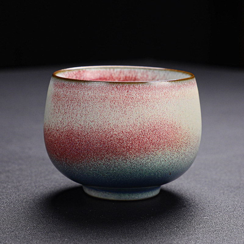Buddha Stones Retro Red Gradient Kiln Change Ceramic Teacup Kung Fu Tea Cup Cup BS 8cm*6.2cm*160ml