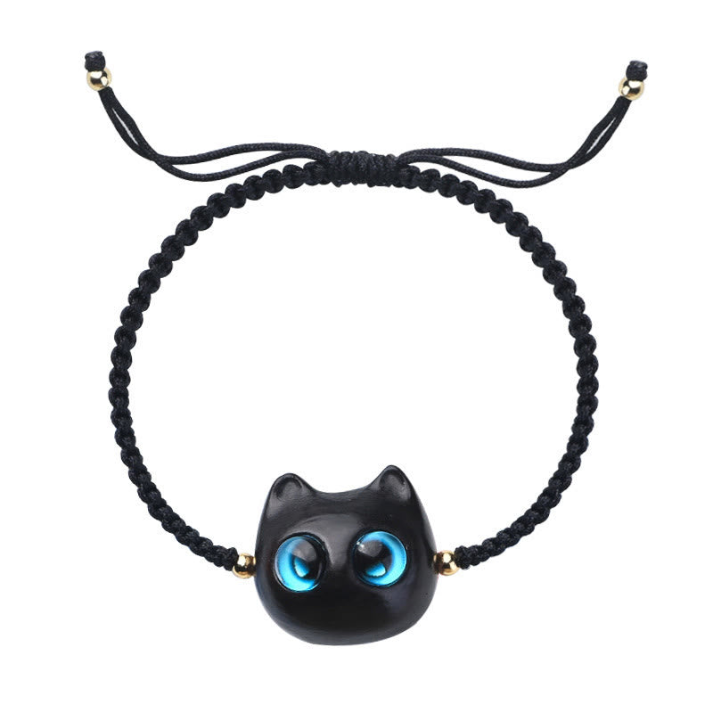 Foviel Kleine Blatt rot Sandelholz Ebenholz Holz niedlich Katze Kopf ruhig Schutz geflochten Armband