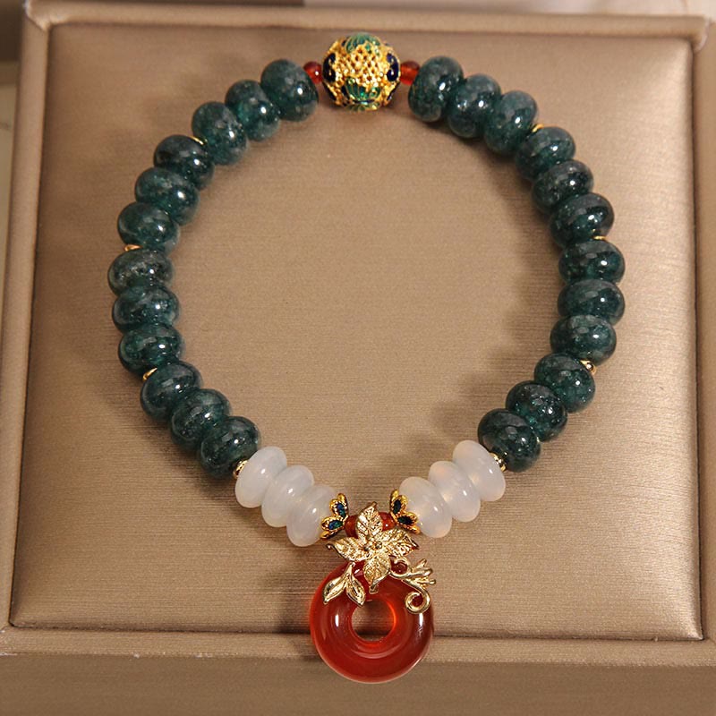 Buddha Stones Jade White Agate Red Agate Peace Buckle Abacus Beads Luck Bracelet Bracelet BS 4