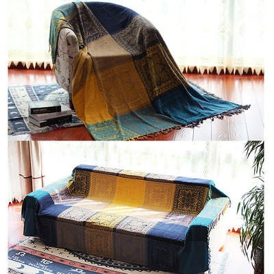 Buddha Stones Tibetan Colorful Flower Pattern Hand-Dyed Cozy Blanket Blanket BS 7