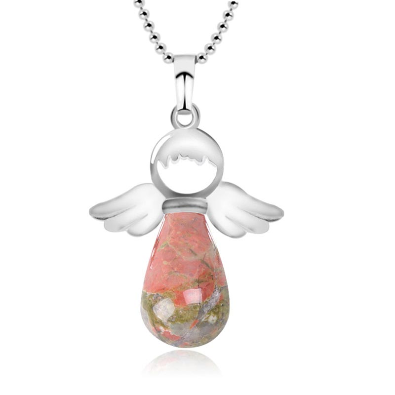 Buddha Stones Little Angel Wings Natural Crystal Luck Necklace Pendant - Unakite - image 11