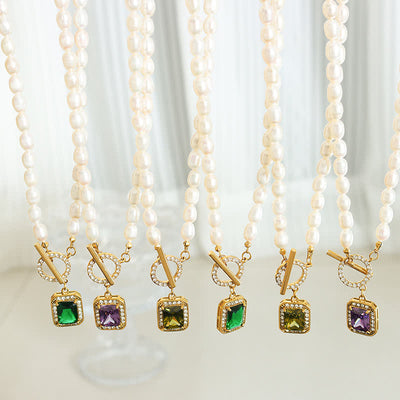 Buddha Stones Pearl Zircon Wealth Charm Necklace Pendant Necklaces & Pendants BS 1