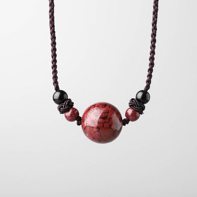 Buddha Stones Natural Cinnabar Stones Bead Blessing Necklace Pendant Necklaces & Pendants BS 9