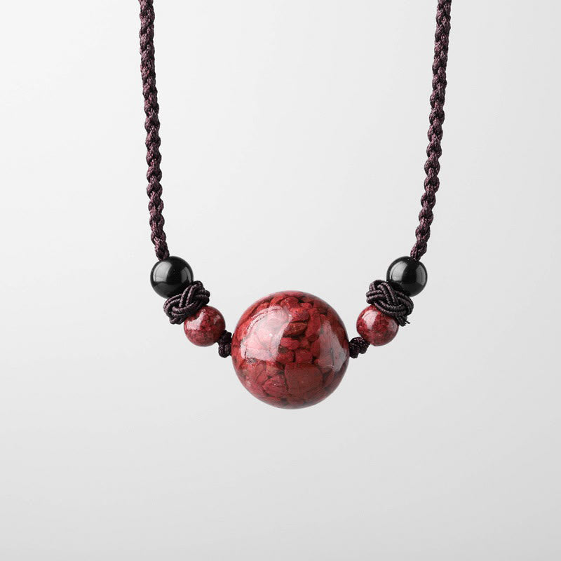 Buddha Stones Natural Cinnabar Stones Bead Blessing Necklace Pendant Necklaces & Pendants BS 9