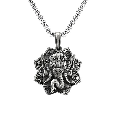 Buddha Stones Pure Tin Ganesh Ganpati Elephant Protection Amulet Necklace Pendant Necklaces & Pendants BS Ganesh Pendant&Common Chain