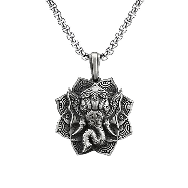 Buddha Stones Pure Tin Ganesh Ganpati Elephant Protection Amulet Necklace Pendant Necklaces & Pendants BS Ganesh Pendant&Common Chain
