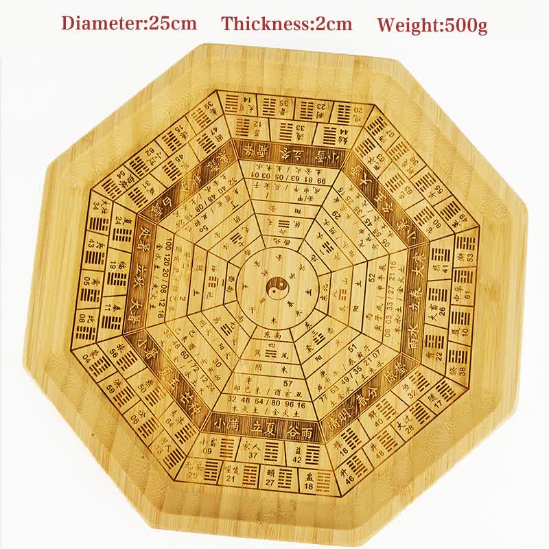 Buddha Stones Feng Shui Bamboo Bagua Map Harmony Energy Map Bagua Map BS Sixty-four Trigrams Bagua Map 25cm