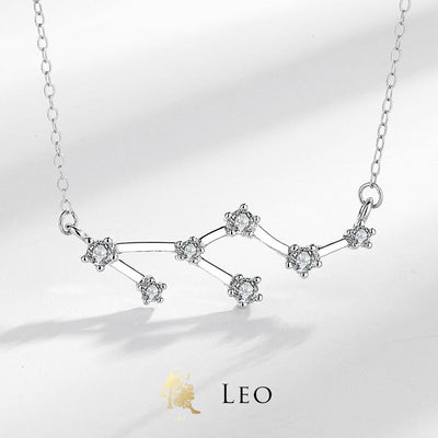 Collar Foviel de plata de ley 925 con las 12 constelaciones del zodiaco