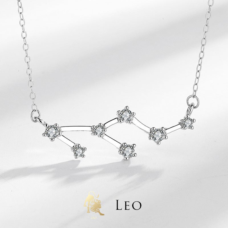 Collar Foviel de plata de ley 925 con las 12 constelaciones del zodiaco