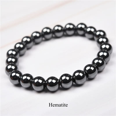 Buddha Stones Natural Stone Quartz Healing Beads Bracelet Bracelet BS 8mm Hematite