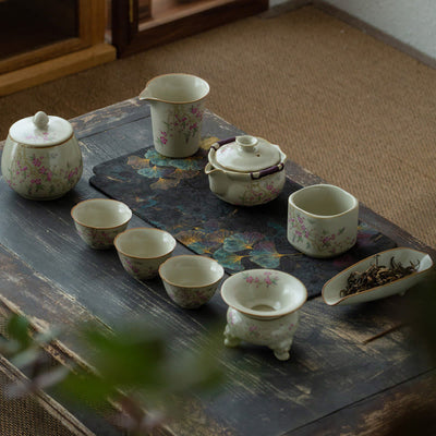Buddha Stones Peach Blossom Daisy Flower Ceramic Teacup Kung Fu Tea Cups Cup BS 3