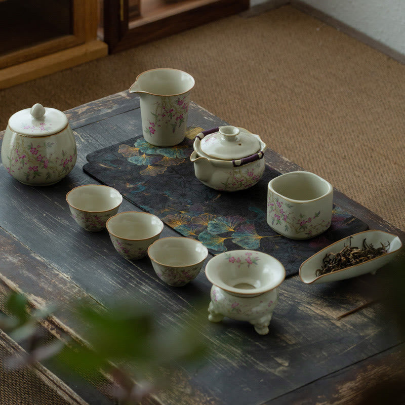 Buddha Stones Peach Blossom Daisy Flower Ceramic Teacup Kung Fu Tea Cups Cup BS 3