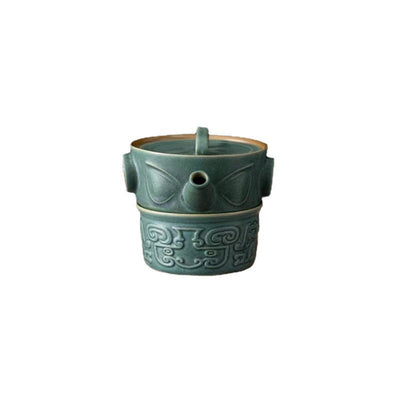Buddha Stones Sanxingdui Ceramic Teacup Kung Fu Tea Cup With Bag Cup BS 22