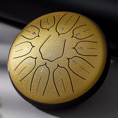 Buddha Stones Steel Tongue Drum Sound Healing Meditation Yoga Lotus Drum Kit 11 Note 6 Inch Tongue Drum BS Gold