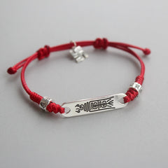 Foviel 925 Sterling Silber rote Schnur Glück Stärke Braid Armband