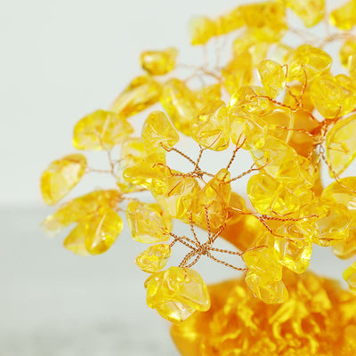 Arbre à monnaie en citrine naturelle Foviel – Ornement en pierres précieuses Feng Shui pour la prospérité