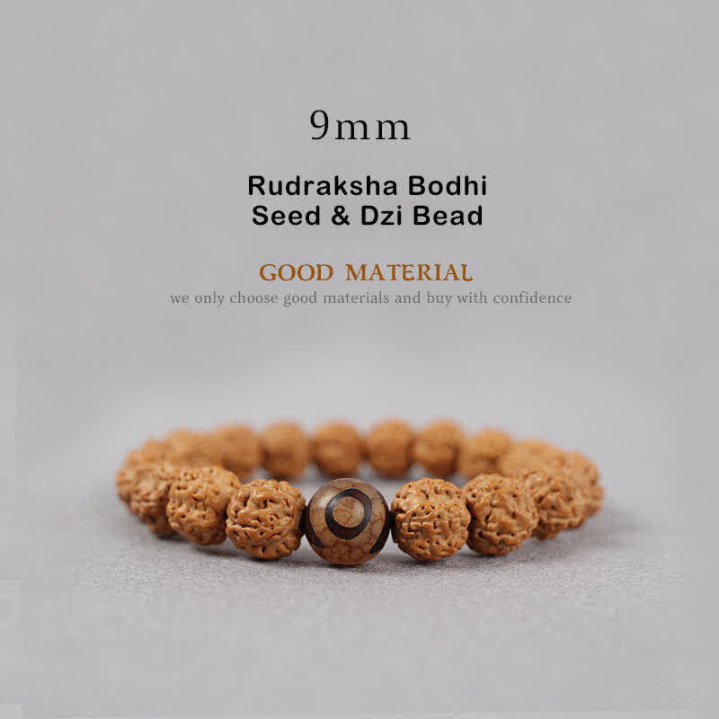 Buddhastoneshop Tibet Rudraksha Bodhi Seed Dzi Bead Amber Turquoise Wealth Bracelet