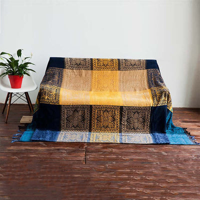 Buddha Stones Tibetan Colorful Flower Pattern Hand-Dyed Cozy Blanket Blanket BS 4