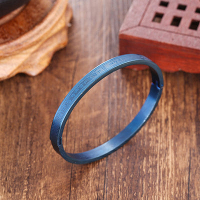 Buddha Stones Titanium Steel Blessing Bracelet Bangle Bracelet BS 7