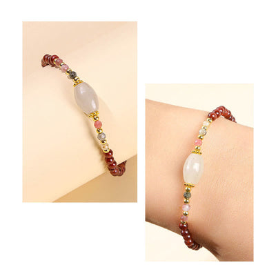 Buddha Stones Garnet Jade Tourmaline Bead Passion Bracelet Bracelet BS 7