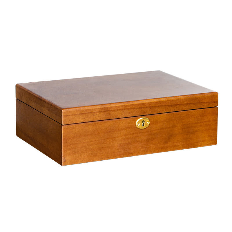 Buddha Stones Vintage Wooden Jewelry Box Two-Layer Solid Wood Jewelry Storage Box Jewelry Box BS 19