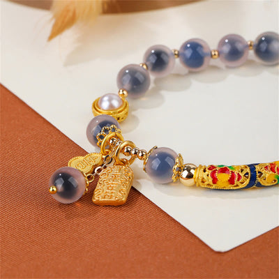 Buddha Stones Natural Blue Candy Agate Amulet Strength Bracelet Bracelet BS 3
