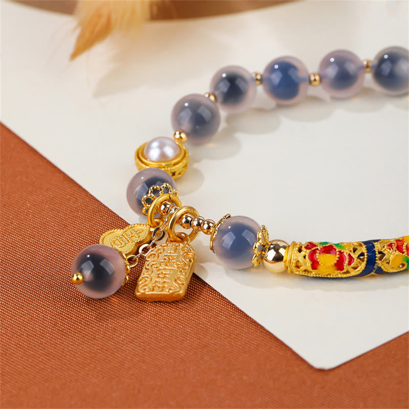 Buddha Stones Natural Blue Candy Agate Amulet Strength Bracelet Bracelet BS 3
