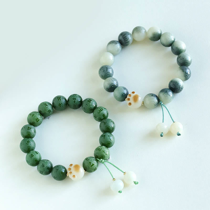 Buddha Stones Bodhi Seed Om Mani Padme Hum Carved Harmony Bracelet Bracelet BS 16