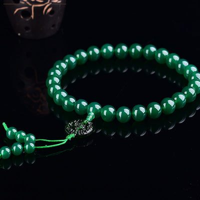 Buddha Stones Natural Green Agate Wrist Mala Manifestation Pocket Mala Car Decoration Wrist Mala&Decorations BS 4