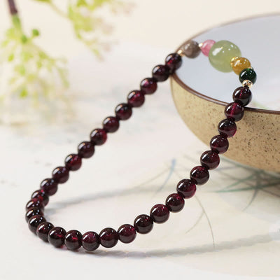 Buddha Stones Natural Garnet Hetian Jade Tourmaline Bead Passion Bracelet Bracelet BS 3