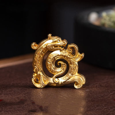 Buddha Stones Mini Auspicious Dragon Pattern Meditation Zinc Alloy Small Incense Stick Burner Incense Burner BS Gold Dragon 4*3.7cm