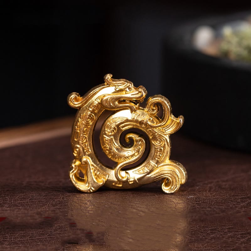 Buddha Stones Mini Auspicious Dragon Pattern Meditation Zinc Alloy Small Incense Stick Burner Incense Burner BS Gold Dragon 4*3.7cm
