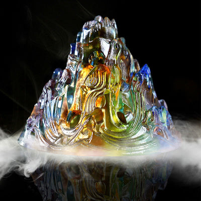 Buddha Stones Liuli Crystal Mountain Healing Meditation Incense Burner Incense Burner BS 6