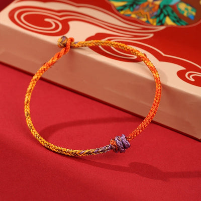 Buddha Stones Handcrafted Colorful Purple Gold Red Braid Rope Bracelet Bracelet BS 3