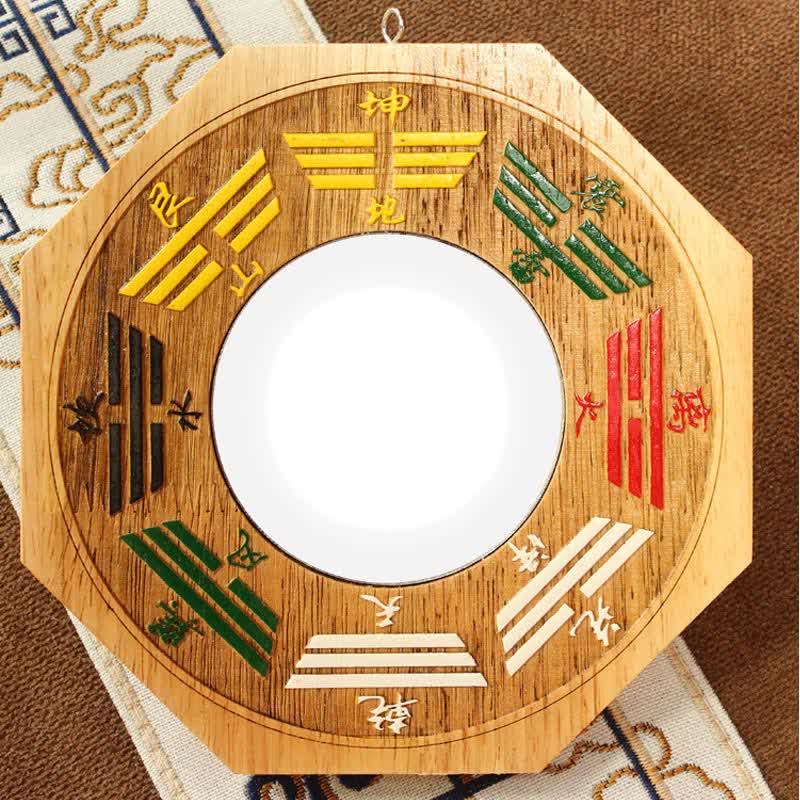 Buddha Stones Feng Shui Bagua Map Peach Wood Balance Energy Map Mirror Bagua Map BS 1