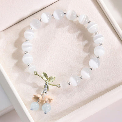 Buddha Stones Cat's Eye Green Aventurine Blue Chalcedony Pink Crystal Peace Orchid Charm Bracelet Bracelet BS Cat's Eye&Blue Chalcedony