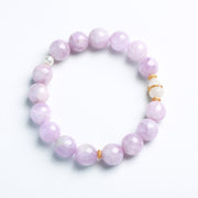 Bracelet Foviel en Kunzite et jade blanc de Hetian en forme de gourde pour l'amour et la croissance spirituelle
