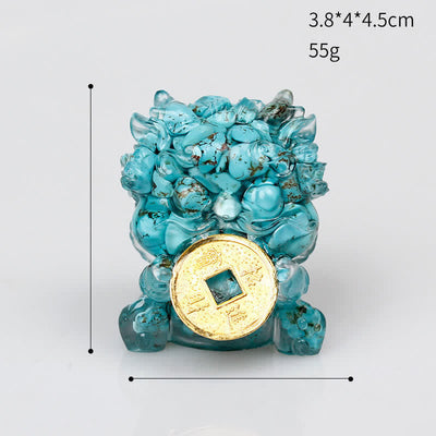Buddha Stones Handmade Cute PiXiu Gold Coin Crystal Fengshui Energy Wealth Fortune Home Decoration Decorations BS 24