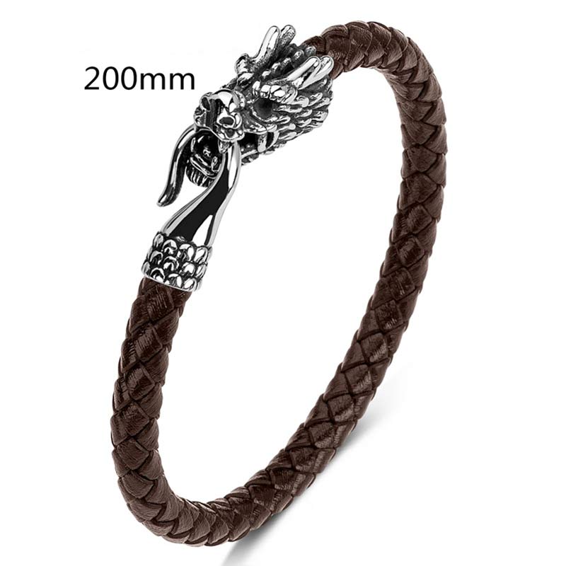 Buddha Stones Dragon Titanium Steel Protection Luck Bracelet Bracelet BS Brown 200mm