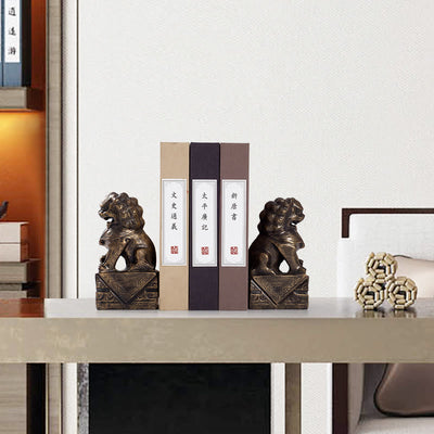 Buddha Stones 2Pcs Lion Statue Courage Strength Resin Home Office Decoration Decorations BS 8