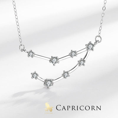 Collar Foviel de plata de ley 925 con las 12 constelaciones del zodiaco