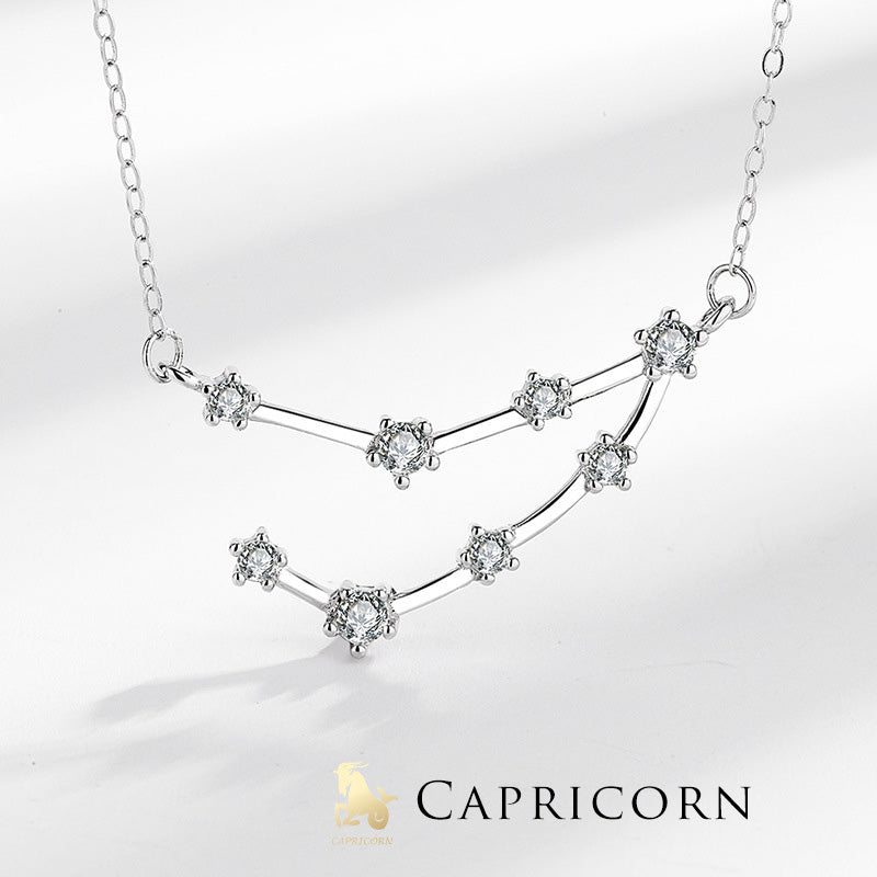 Collar Foviel de plata de ley 925 con las 12 constelaciones del zodiaco